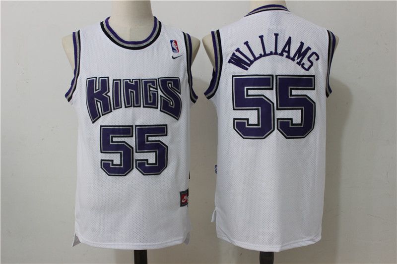 Men Sacramento Kings #55 Williams White Throwback NBA Jerseys